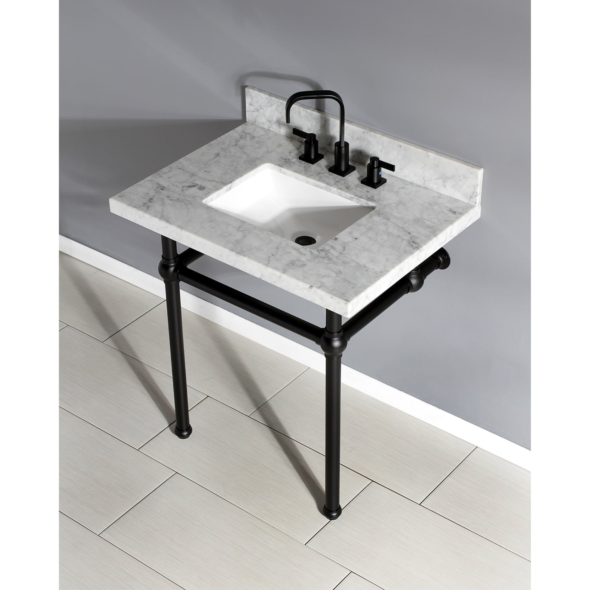 Kingston Brass Kvpb3030mbsq0 Templeton 30x22 Carrara Marble Vanity