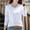 White, variant on XPMWRP Women's Long Sleeve Shirts Casual Crew Neck Button Blouse Comfy Soft Loose Fit Solid Color Fashion Tee White XL