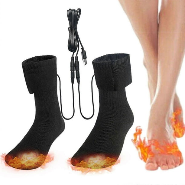 5V Electric Heating Socks for Men Women, Washable USB Rechargeable Foot Warmer Winter Thermal Socks for Hunting Skiing Fishing