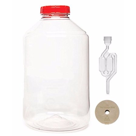 Vintage Shop 7 Gallon Fermonster Wide Mouth Carboy with #10 Drilled Stopper a...