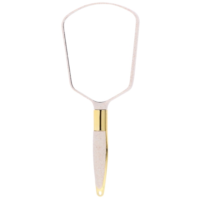 Handle Cosmetic Mirror Square Simple Durable Clear Fashionable Mirror for Home Store (Beige)