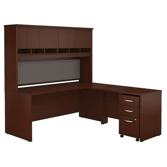 Scranton & Co 72" L Shaped Desk with Hutch in Mahogany