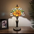 thumbnail image 2 of Tiffany Table Lamp Red Orange Stained Glass Rose Flowers LED Bulb Included for Living Room Dining Room Bedroom Bedside Office Hotel 19"H*12'W, 2 of 14