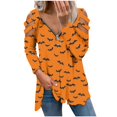 thumbnail image 1 of Camiseta suelta estampada a la moda para mujer Blusa de manga larga con cuello en V Tops casuales Pompotops FGAJ15496, 1 of 6