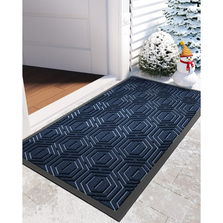 Rubber Door Mat Outdoor Doormat Heavy Duty Floor Rug, 24″X48″ Navy