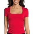 thumbnail image 4 of No Boundaries Juniors’ Ruched Top with Short Sleeves, Sizes XS-XXXL, 4 of 5