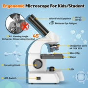 LAKWAR Microscope for Kids Beginners Student,Compound Biological Educational Microscope with Smartphone Adapter Slides Set,Educational Kits Gift