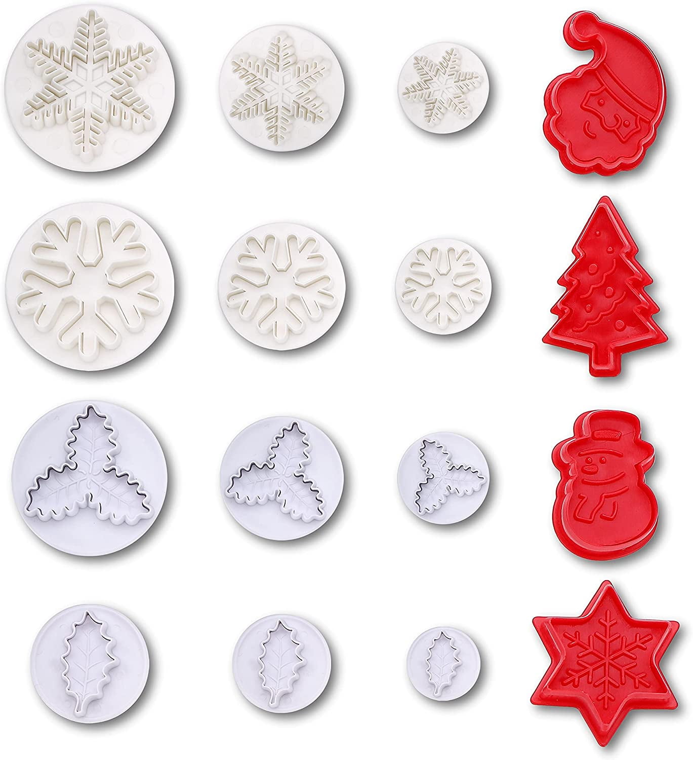 Plunger Cutter Holly Leaves Christmas Plastic Biscuit Cutters DIY Craft Cookie 