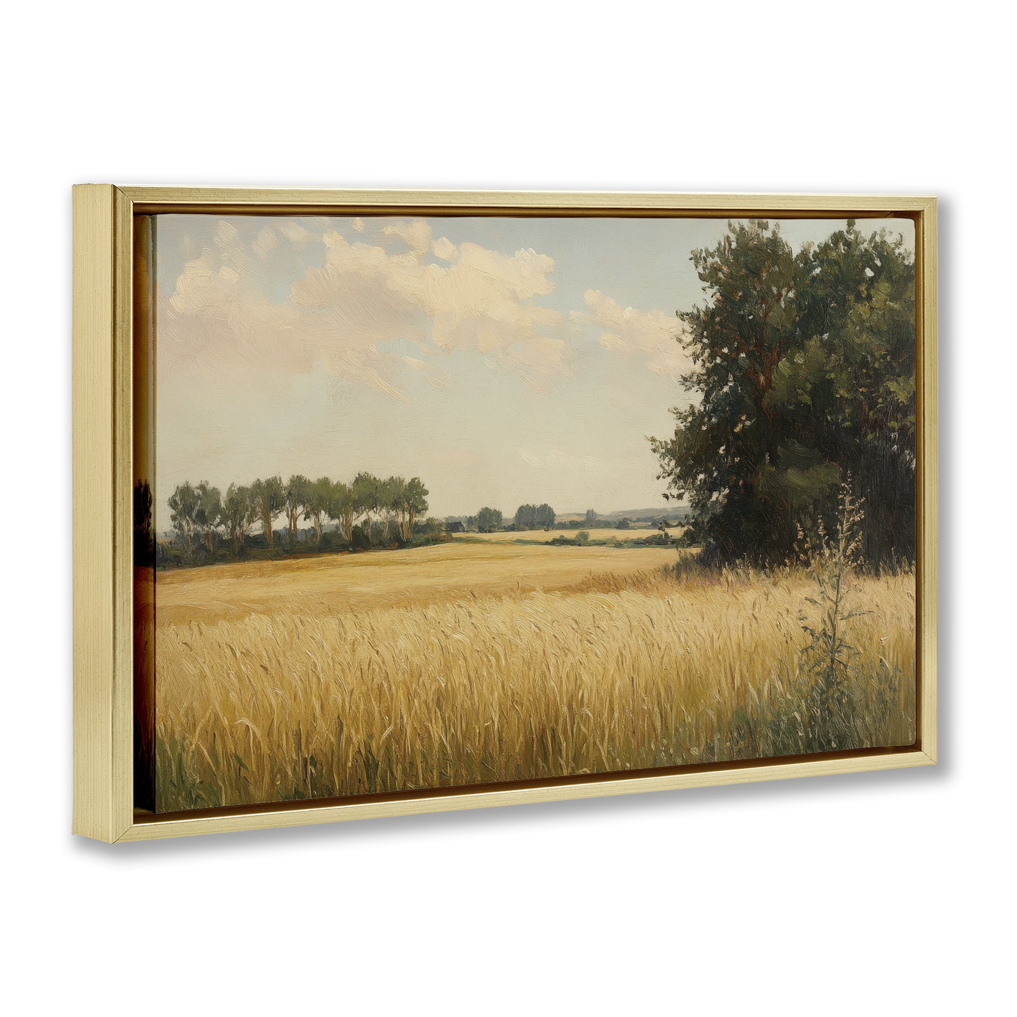 Stupell Industries Where The Wheat Grows Gold Framed Floater Canvas Wall Art, design by Petal Prints Design