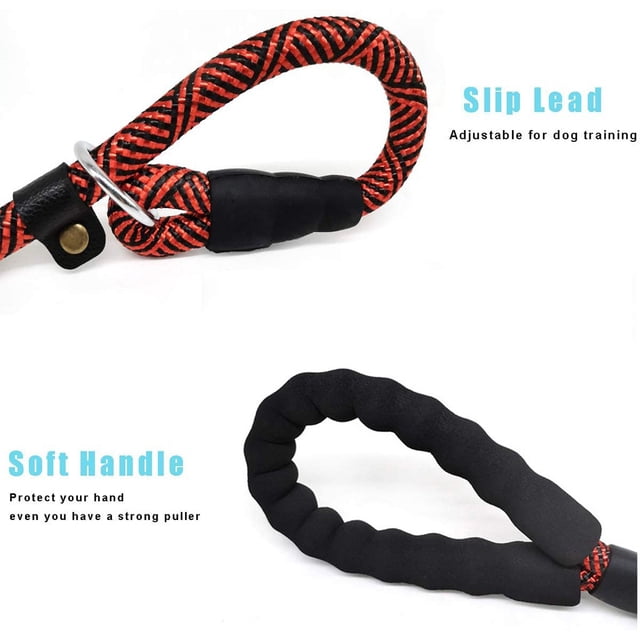 1.5mx12mm Durable Rope Slip Collar Dog Lead- Handle Pet Training Leash