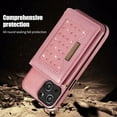 thumbnail image 6 of Feishell Crossbody Wallet Women Case for iPhone 13 mini,[RFID Blocking] Credit Card Holder Phone Case with Strap,PU Leather Purse with Lanyard Bling Flip Cover For iPhone 13 mini, Pink, 6 of 10