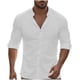 thumbnail image 1 of pstuiky camisas de manga larga para hombre, Camiseta de manga larga con botones y cuello vuelto de color liso para hombre salir tops s, 1 of 9