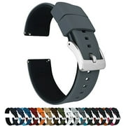 19mm Smoke Grey/Black Barton Elite Silicone Watch Bands - Quick Release - Choose Strap Color & Width