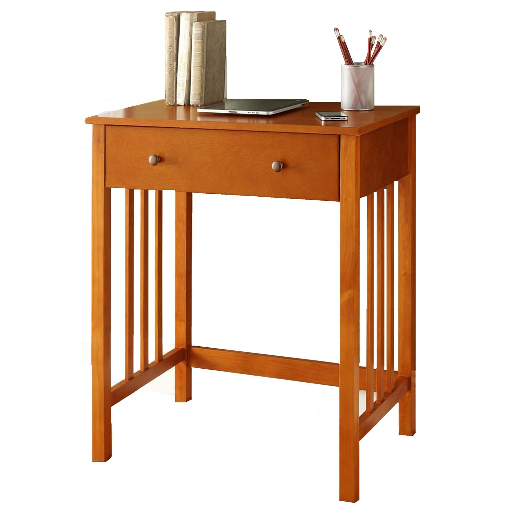 Scranton & Co Transitional Wood Desk with Sliding Keyboard Tray in Oak Brown