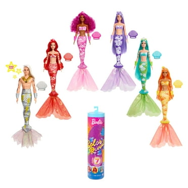 Barbie Color Reveal Mermaid Doll with 7 Surprises (Styles May Vary ...