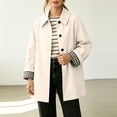 thumbnail image 6 of TGSLY Women's Button Down Trench Coat Casual Collared Long Sleeve Jacket with Plaid Lining Loose Solid Color Mid‑Length Outerwear with Pockets S, 6 of 8