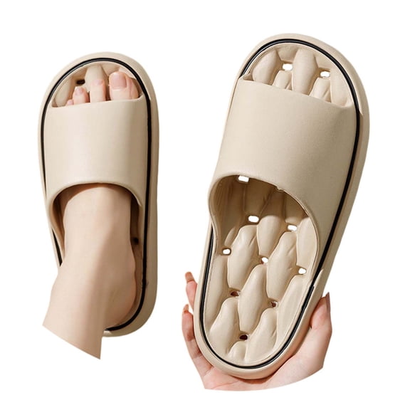 Slippers for Women,Couple Women Men Solid Shower Room Home Non Breathable Massage Soft Sole Slipper Comfortable Flat Shoes,Womens Slippers,Khaki,9
