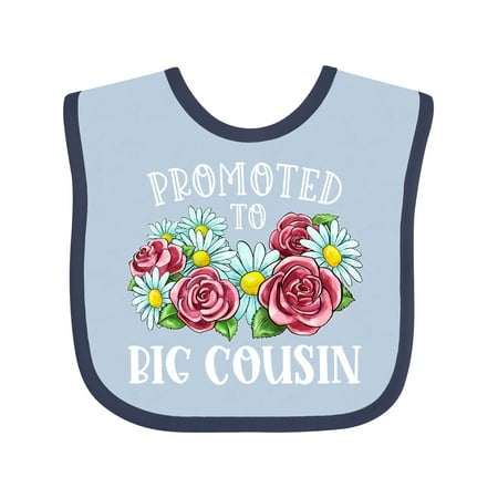 

Inktastic Promoted to Big Cousin with Flowers Gift Baby Boy or Baby Girl Bib