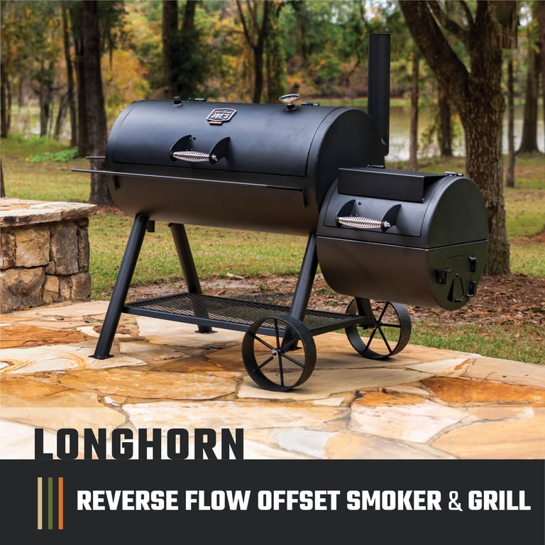 Large-Capacity Oklahoma Joe's Longhorn Reverse Flow Offset Smoker