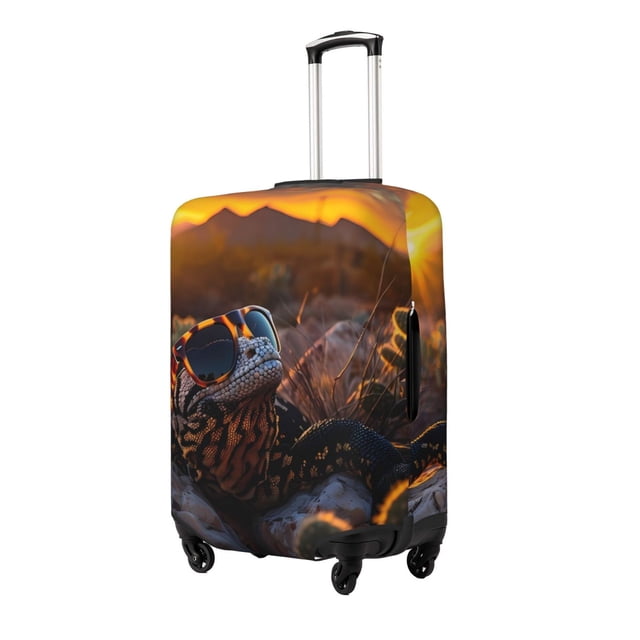 Balery Lizard With Sunglasses Sunset Funda de equipaje, fundas para maletas, elástica, lavable, protector de maletas, compatible con maletas de 18 a 32 pulgadas-Small