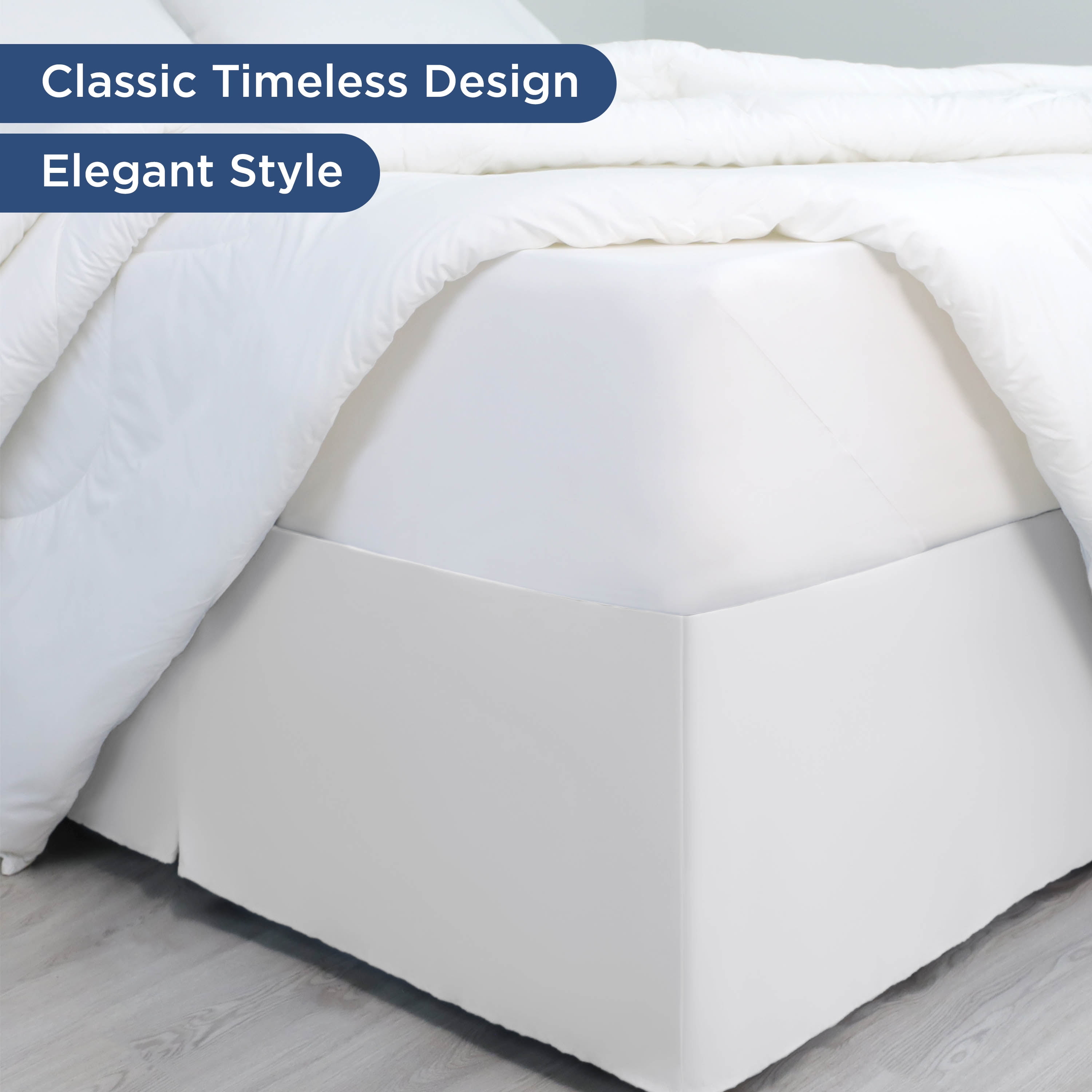 Martex Queen Bed Skirt | Pleated Microfiber | 21" Drop Easy Fit | White