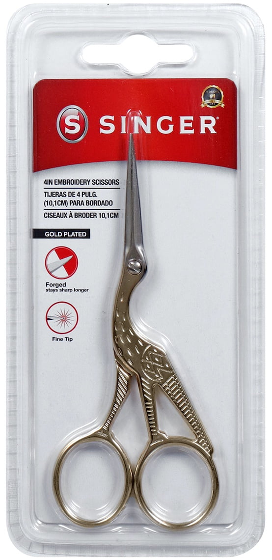 Classic Forged Stork Embroidery Scissors – Gold Plated, 3.6\" Sharp Point Detail Scissors