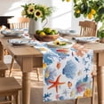 thumbnail image 3 of Burlap Table Runner 90 Inches Long, Ocean Starfish Blue Coral Non-Slip Kitchen Table Runners for Dining Room Everyday Use Party Table Decorations Watercolor Underwater World, 3 of 9
