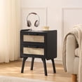 thumbnail image 6 of Rattan Nightstand, Boho End Table with 2 Drawers Bedroom Bedside Side Tables Black Night Stand for Living Room, Bedroom, Dorm Room Essentials, 6 of 8