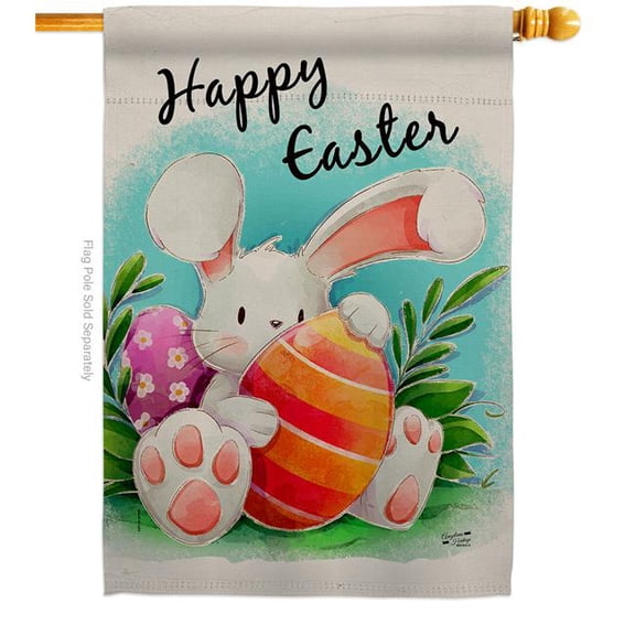 Angeleno Heritage H137359-BO Easter Bunny Springtime Double-Sided Garden Decorative House Flag, Multi Color