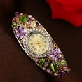 thumbnail image 4 of AYYUFE 3PCS Bangle Dress Watch Vintage Faux Crystal Alloy Pretty Floral Pattern Bracelet Watch for Casual,Blue, 4 of 8