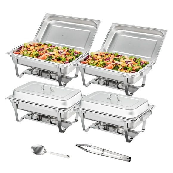 Juego de platos para buffet Hafing Dish VEVOR, 8 litros, paquete de 4 unidades, acero inoxidable