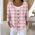 thumbnail image 4 of Women's Fashion Long Sleeve Christmas Snowman Snowflake Print Jacket Cardigan for Holiday Party and Casual Daily Wear,Pink,L, 4 of 5