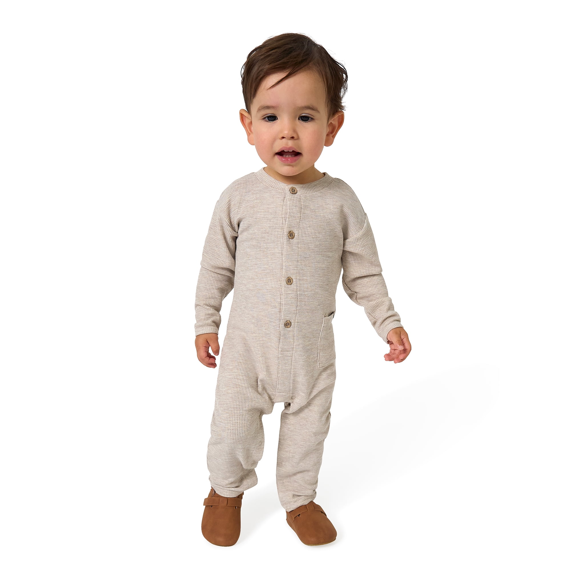 Modern Moments by Gerber Baby Boy Long Sleeve and Leg Hacci Romper, Sizes 0/3 Months - 24 Months
