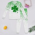 thumbnail image 2 of Gelikeya Toddler Boys Girls Pajama Sets St Patricks Day Cartoon Shamrocks Printed Long Sleeve T-Shirt Casual Crewneck Tops and Pants 2 Pieces Z06-Green 6-7 Years, 2 of 3