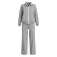 thumbnail image 6 of Jerdar Womens 2 Piece Sweat Sets Collared Zip Jacket Wide Leg Sweatpants Oversized Side Pockets Spring Fall Airport Travel Outfits L, 6 of 9