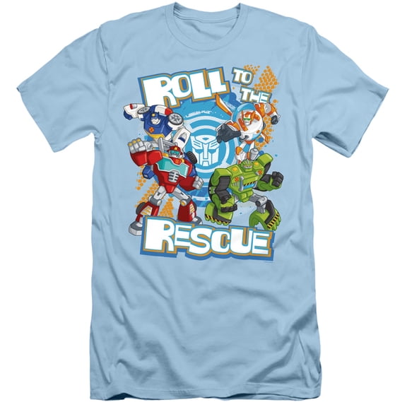 Transformers Roll To The Rescue S/S Adult 30/1 T-Shirt Light Blue