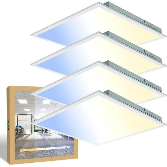4-Pack 2x2 LED Flat Panel Light Drop Ceiling, 0-10V Dimmable, 3CCT Selectable (5000K 4000K 3000K) & 3 Wattage Switchable (40W 30W 20W), 100-277Vac, ETL & DLC
