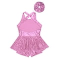 thumbnail image 4 of YiZYiF Kids Girls Jazz Modern Dance Outfit Allover Sequins Sleeveless Leotard with Hair Band Dancewear Pink 10, 4 of 5