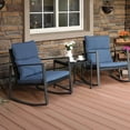 COSIEST Outdoor Bistro Rocking Chair Set with Blue Cushions, Steel ...