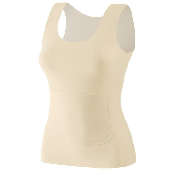Thermal Tank Tops Women Underwear Tops Sleeveless Undershirt Cotton Camisole Women Warm Base Layer for Women Beige XXXL