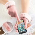 thumbnail image 3 of Women Gloves Winter Touch Screen Ladies Suede Mittens Warm Fleece Cuff Windproof Driving (Pink), 3 of 7