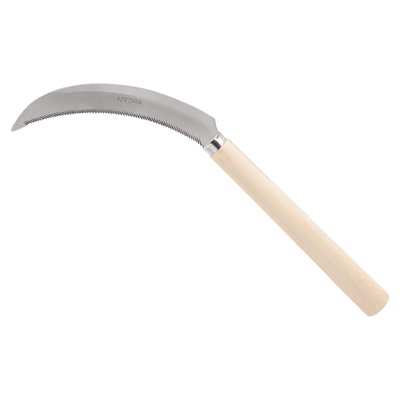 Zenport K208 Harvest Sickle with Wooden Handle, Light Serration, 6.5-Inch Stainless Steel Blade
