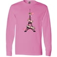 thumbnail image 3 of Inktastic Eiffel Tower in Paris with Flowers and Pink Banner Long Sleeve T-Shirt, 3 of 5