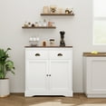 thumbnail image 2 of Kojooin Farmhouse Buffet Cabinet with Storage,Kitchen Sideboard with 2 Doors and 2 Drawers,Wooden Coffee Bar Cabinet with Shelves,White, 2 of 6