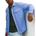 thumbnail image 7 of Stamzod Men's Button Down Shirt Jacket Casual Long Sleeve Shacket Spring Summer Textured Shirts with Pockets Blue C XL, 7 of 7
