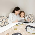 thumbnail image 4 of Manfei Cute Penguin Print Bedding Comforter Set 7pcs, Kawaii Cartoon Wildlife Queen Bedding Sets, Teen Boy Girl Kid Queen Sheet Sets, Breathable Home Decor, 4 of 7