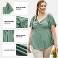 thumbnail image 4 of SHEWIN Women Dressy Tops Plus Size Tops Summer Short Sleeve Casual Light Weight Oversize Tunic Blouses Green 2X, 4 of 9