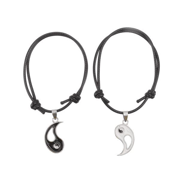 1 par de pulseras de diseño de yin yang para amigos Parejas con estilo pulseras negras