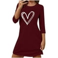 thumbnail image 2 of TaTaai Long Sleeved Loose Heart Printed Nightgown, Women's Round Neck Airy Piece, Spring Summer Outfit, Casual Daily Wedding Party Dance Work Vacation Wear, Line Dry Gift, 2 of 7
