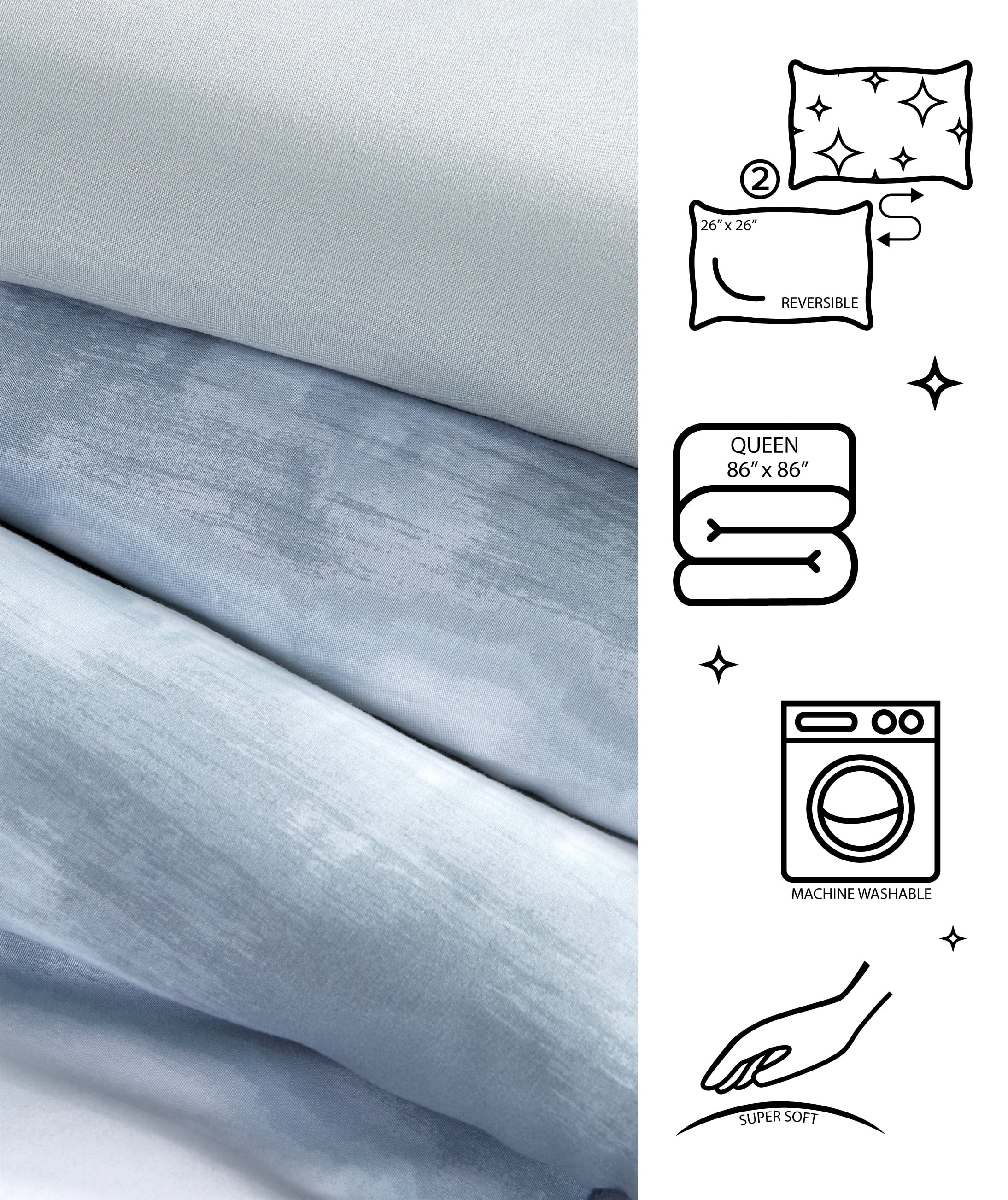 Urban Shop Tie Dye Grey 3 Piece Comforter Set Queen